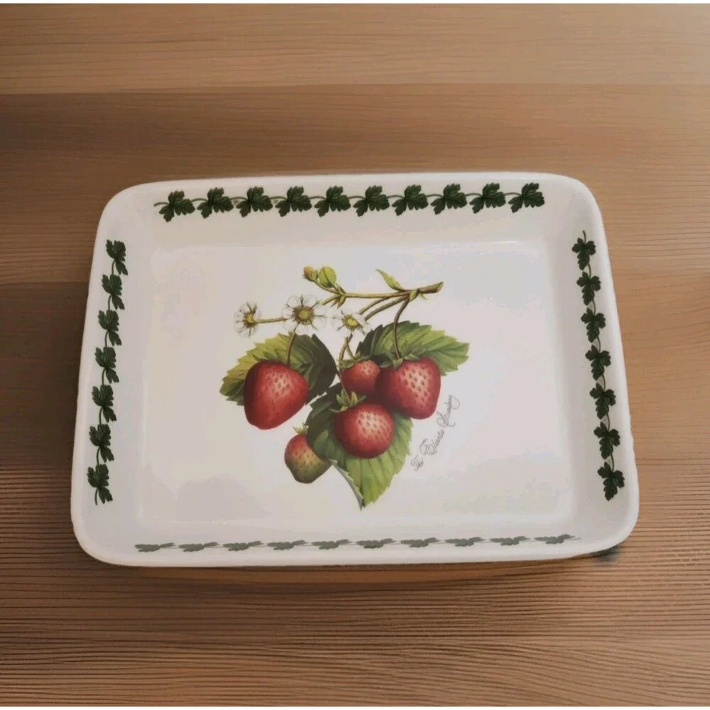 Portmeirion Strawberry Fair Rectangular Baking Dish Fire Ice Lasagna Baker 12